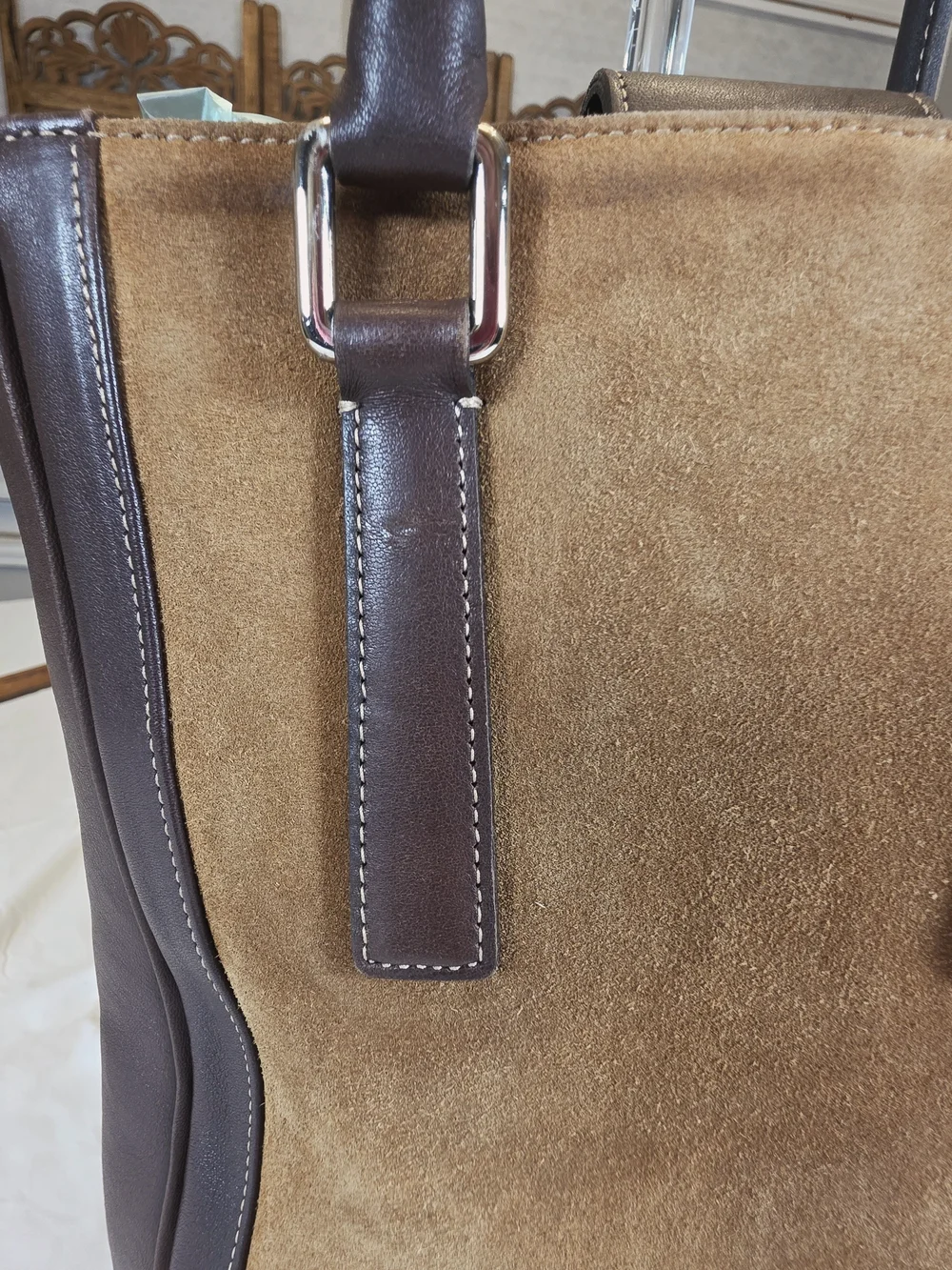 Vintage Coach 9424 Suede Leatgher Tote Brown Camel Y2K Made in Costa Rica